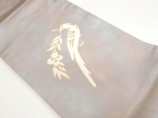 金駒刺繍花喰い鳥模様織出し名古屋帯